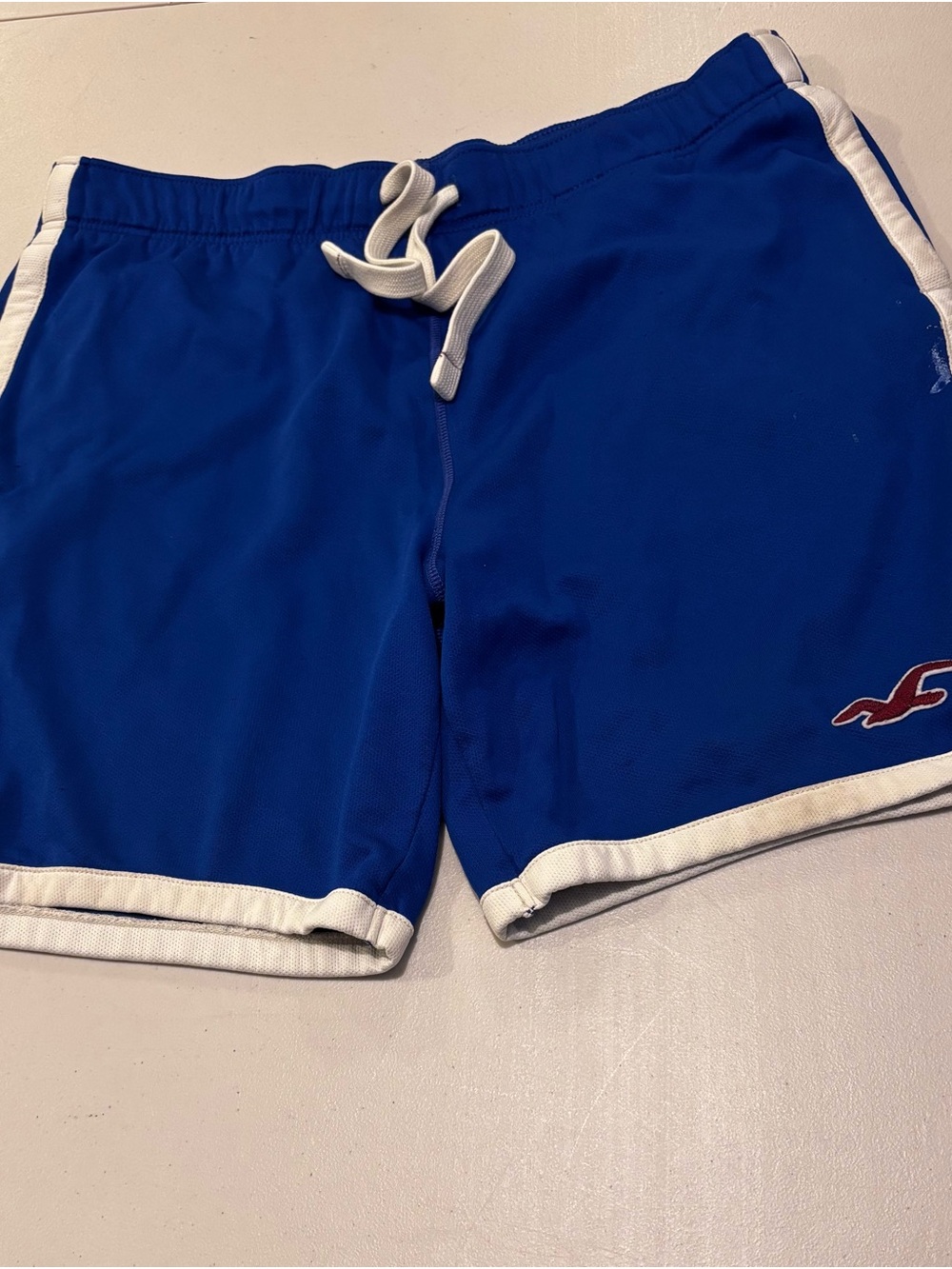 Hollister Blue Swim Trunks with White Logo Patch